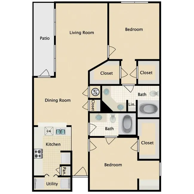 2 Beds • 2 Bath 2237 floor plan